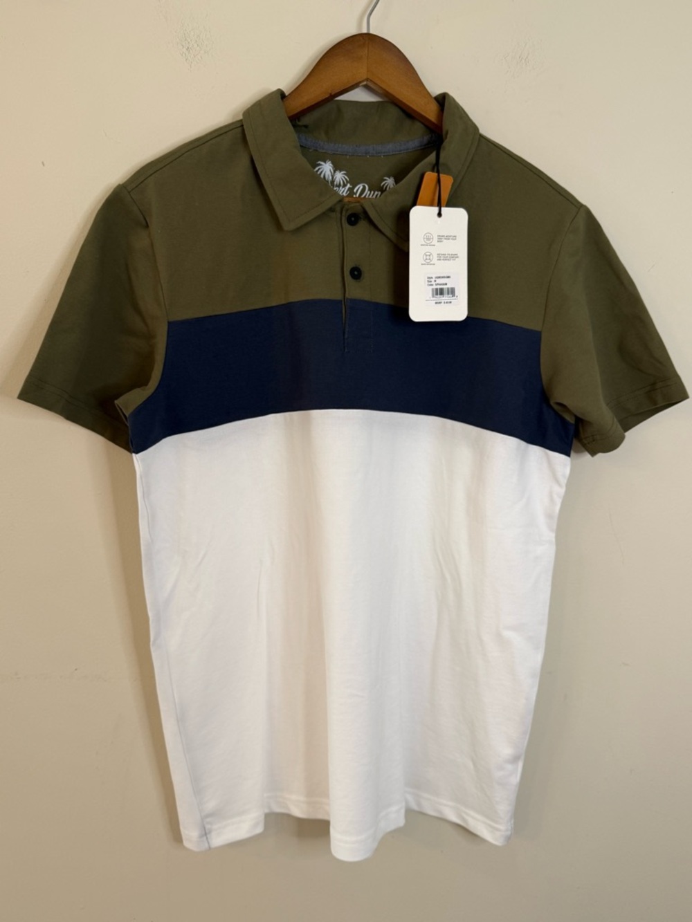 Desert Dunes short sleeve polo shirt neutral color block SZ M